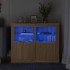 Mesitas de noche luces LED 2 uds madera ingeniería roble