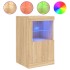 Mesitas de noche luces LED 2 uds madera ingeniería roble