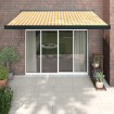 Toldo retráctil aluminio y tela blanco y amarillo 3x2,5 m