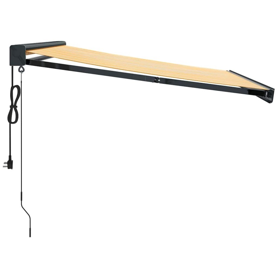 Toldo retráctil aluminio y tela blanco y amarillo 3x2,5