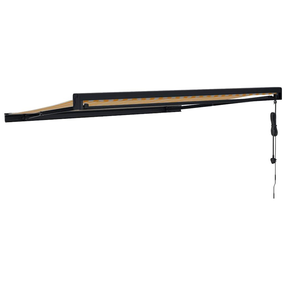 Toldo retráctil aluminio y tela blanco y amarillo 3x2,5