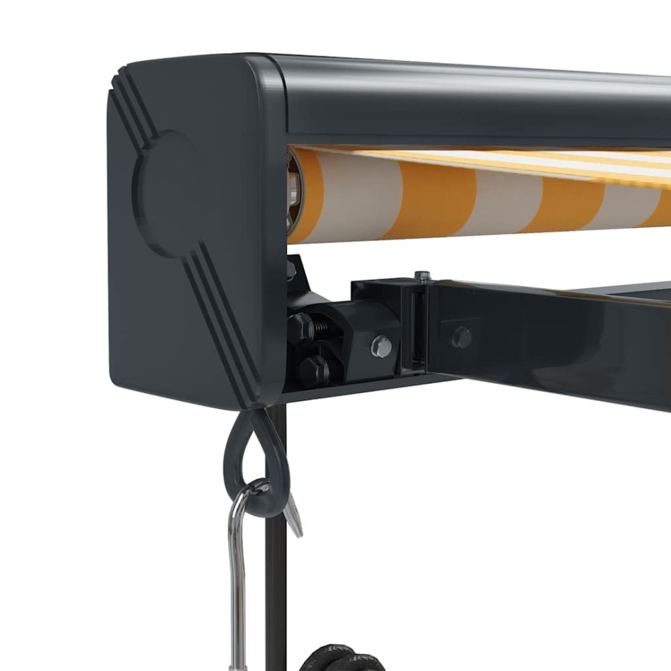 Toldo retráctil aluminio y tela blanco y amarillo 3x2,5