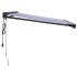 Toldo retráctil aluminio y tela azul y blanco 3x2,5