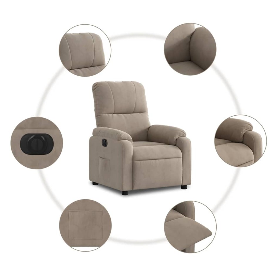 Sillón reclinable eléctrico tela de microfibra gris