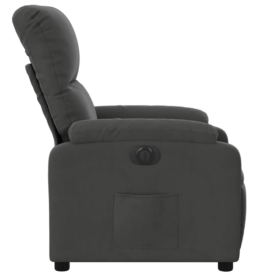 Sillón reclinable eléctrico tela de microfibra gris