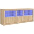 Aparador con luces LED roble Sonoma 162x37x67