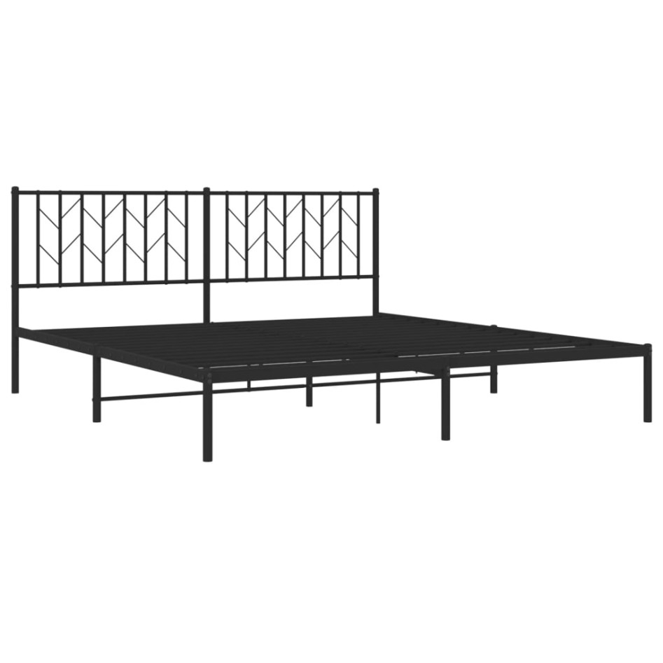 Estructura cama sin colchón con cabecero metal negro 180x200
