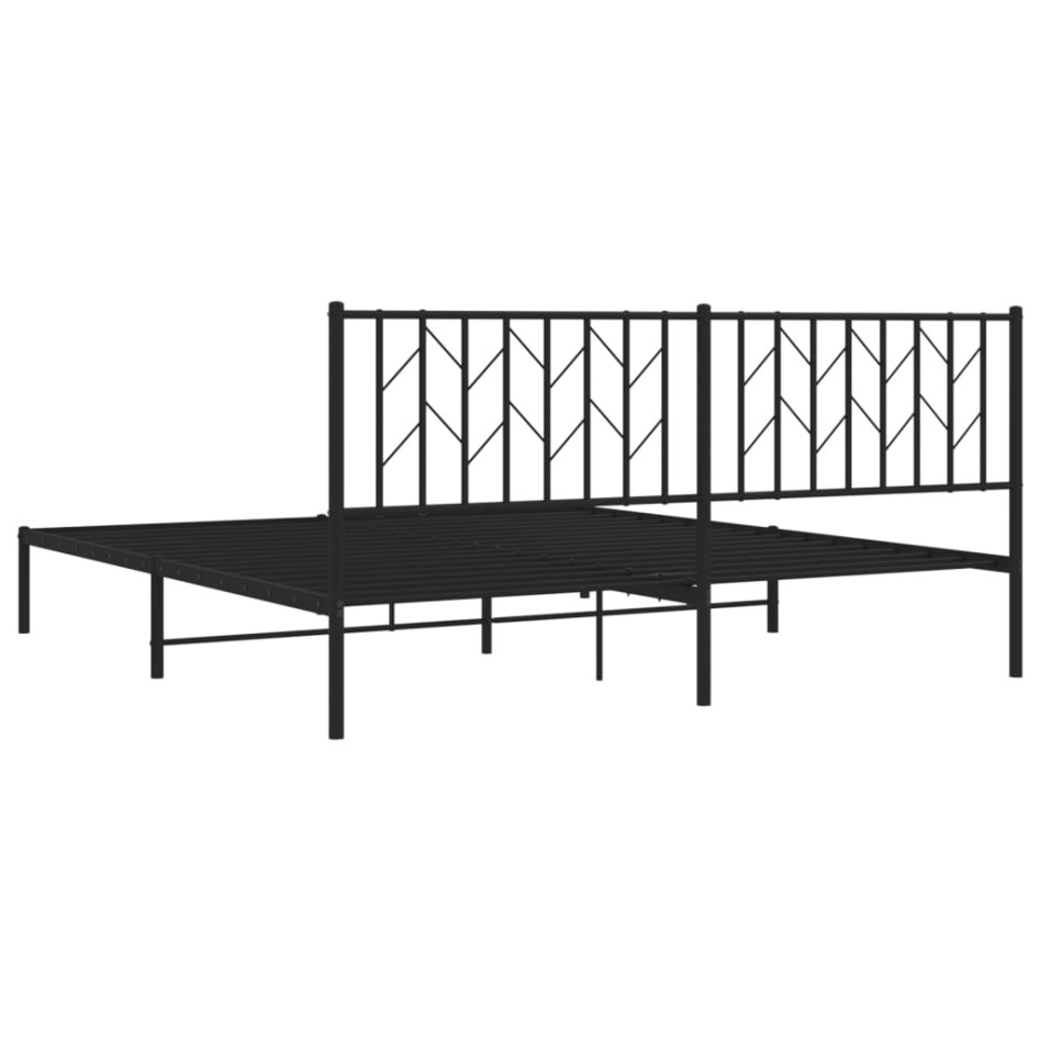 Estructura cama sin colchón con cabecero metal negro 180x200