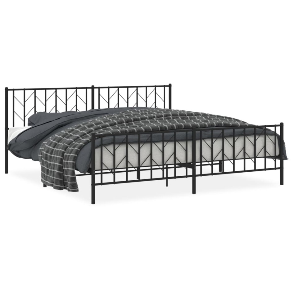 Estructura cama sin colchón con estribo metal negro 200x200