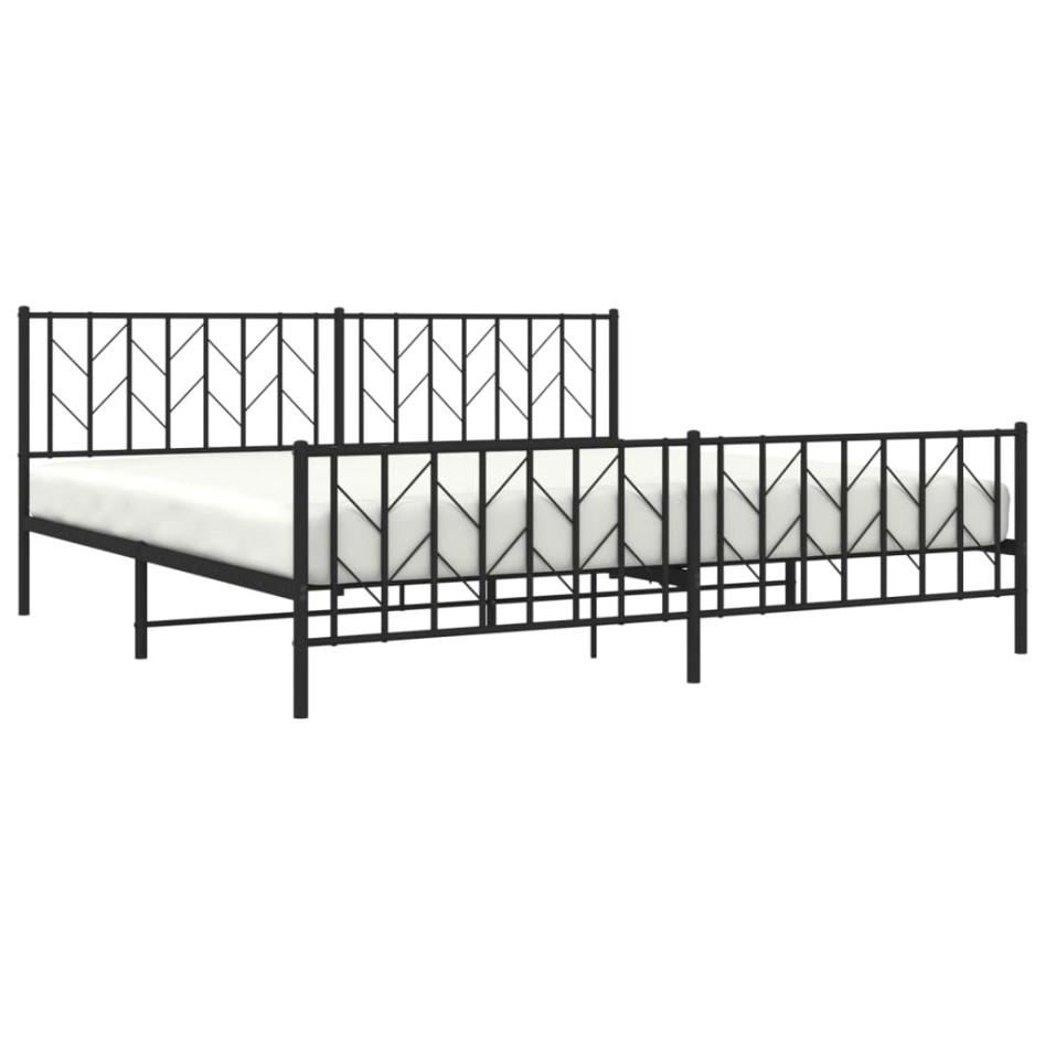 Estructura cama sin colchón con estribo metal negro 200x200