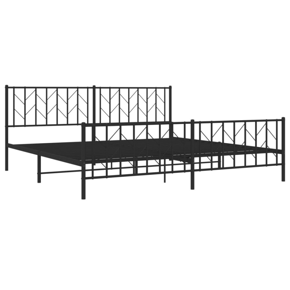 Estructura cama sin colchón con estribo metal negro 200x200