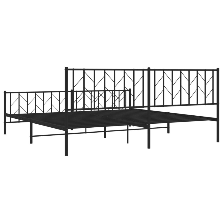 Estructura cama sin colchón con estribo metal negro 200x200