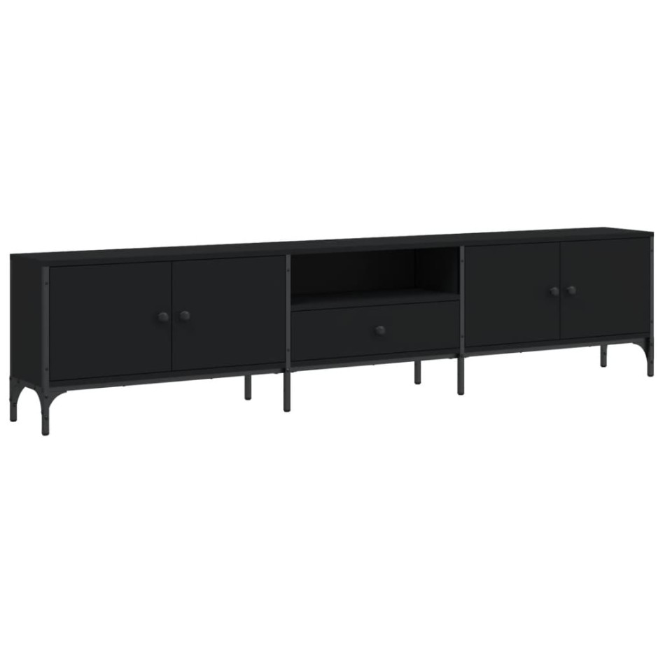 Mueble de TV con cajón madera de ingeniería negro 200x25x44