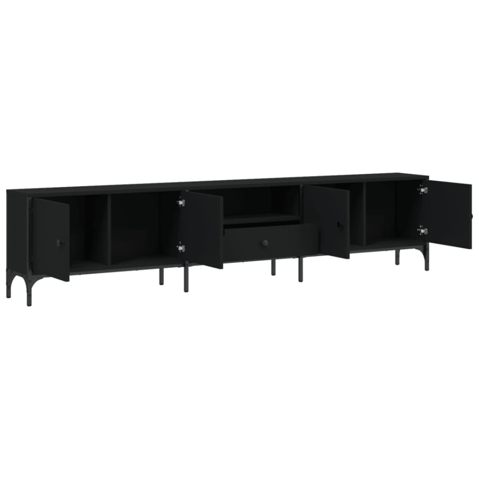 Mueble de TV con cajón madera de ingeniería negro 200x25x44