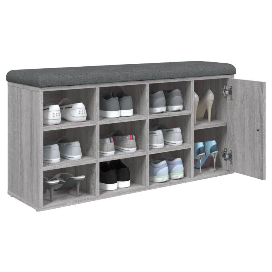 Banco zapatero madera de ingeniería gris Sonoma 102x32x50
