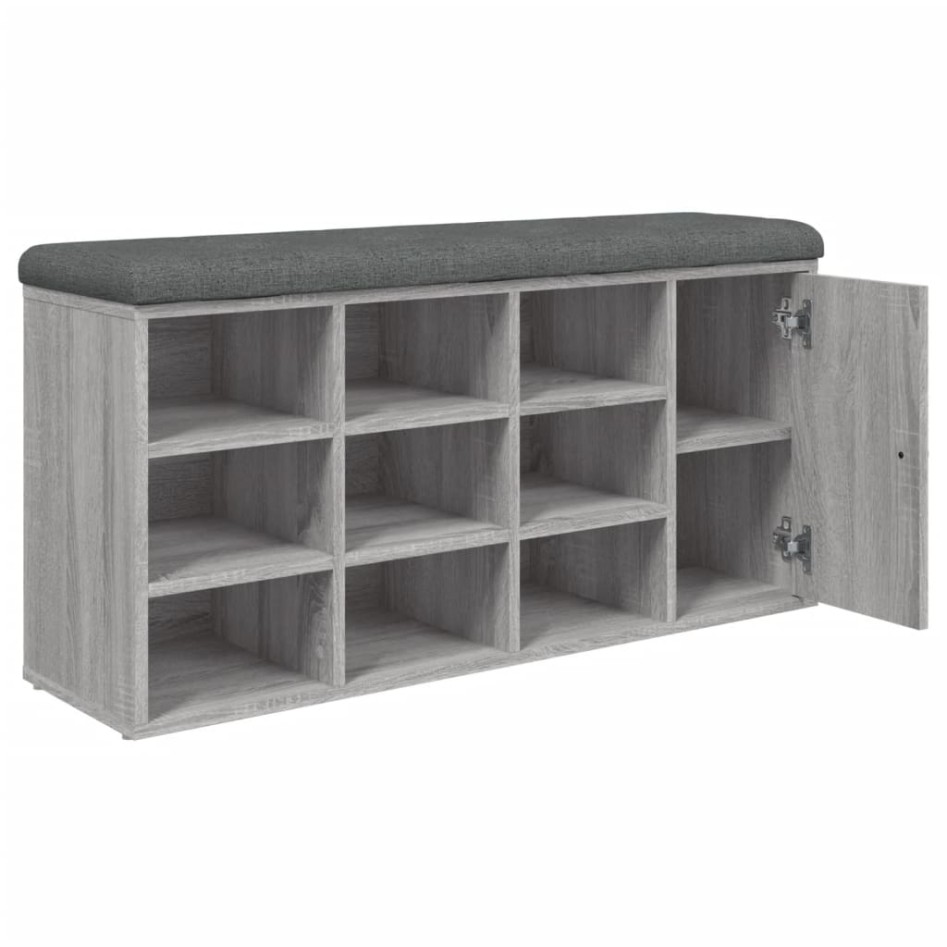 Banco zapatero madera de ingeniería gris Sonoma 102x32x50