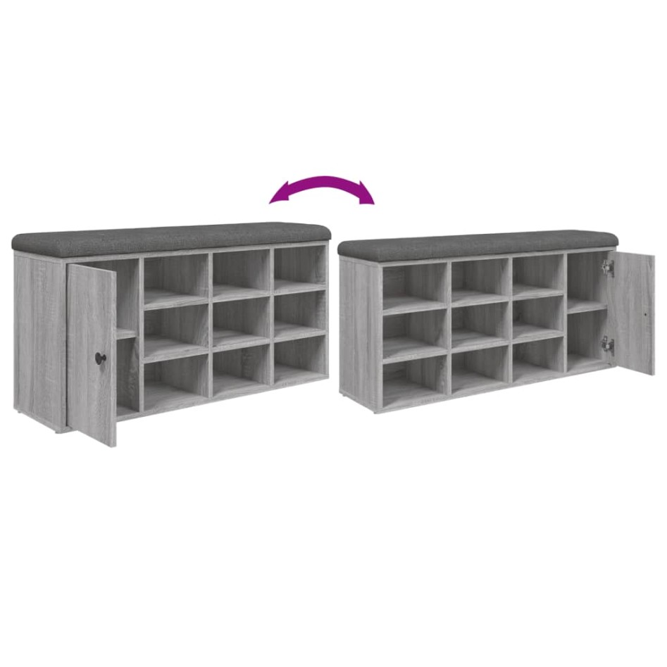 Banco zapatero madera de ingeniería gris Sonoma 102x32x50