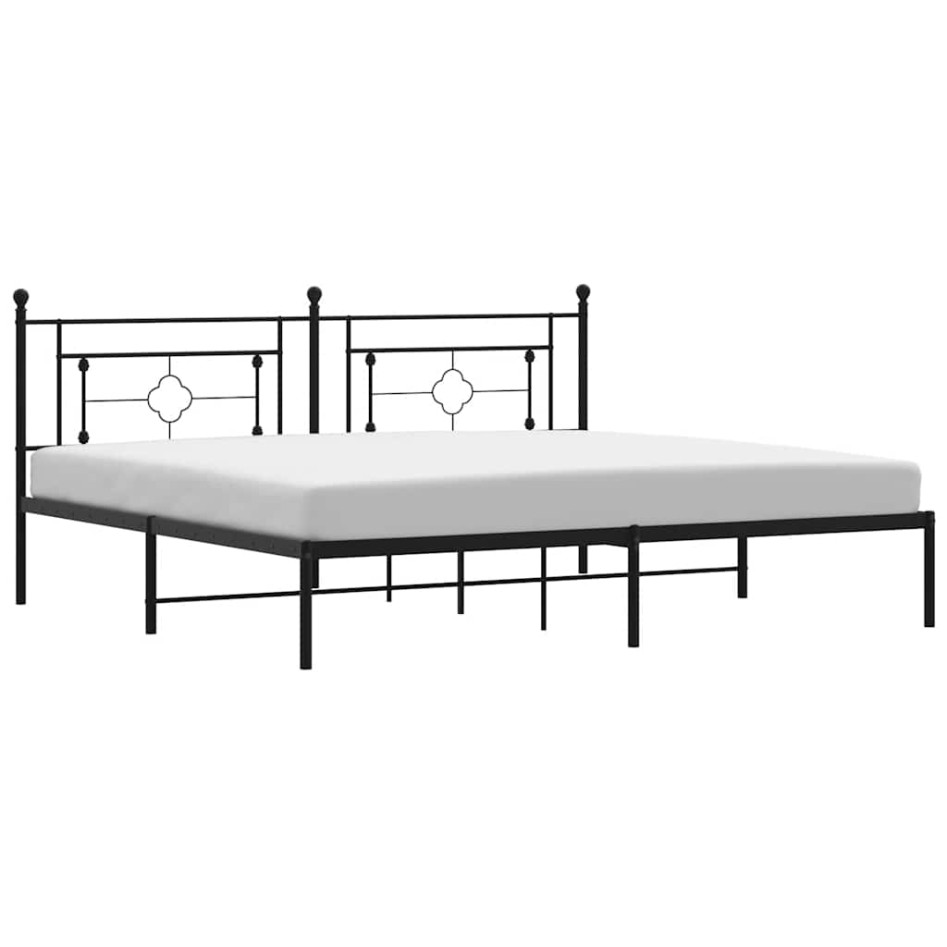 Estructura cama sin colchón con cabecero metal negro 193x203