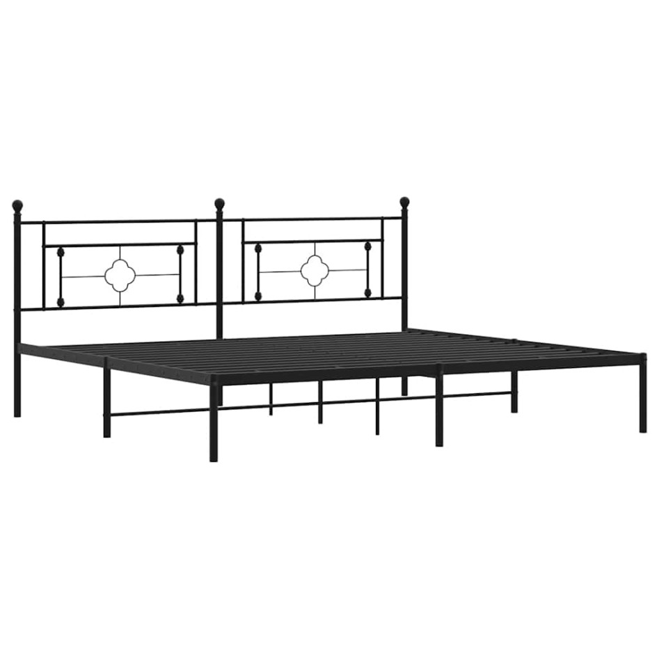 Estructura cama sin colchón con cabecero metal negro 193x203
