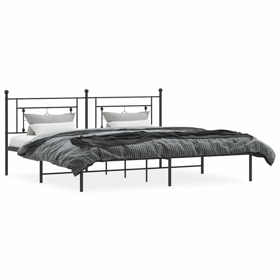 Estructura cama sin colchón con cabecero metal negro 193x203