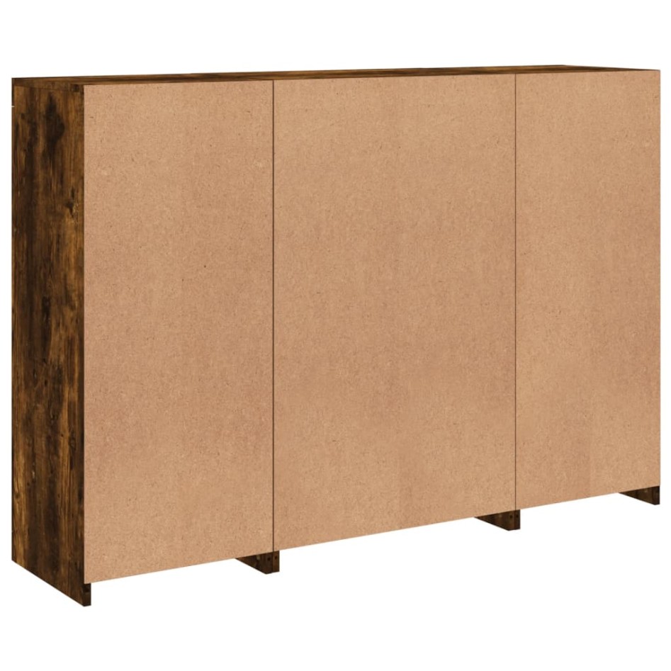 Aparador con luz LED 3 pzas madera de ingeniería roble