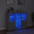 Aparador con luz LED 3 pzas madera de ingeniería gris