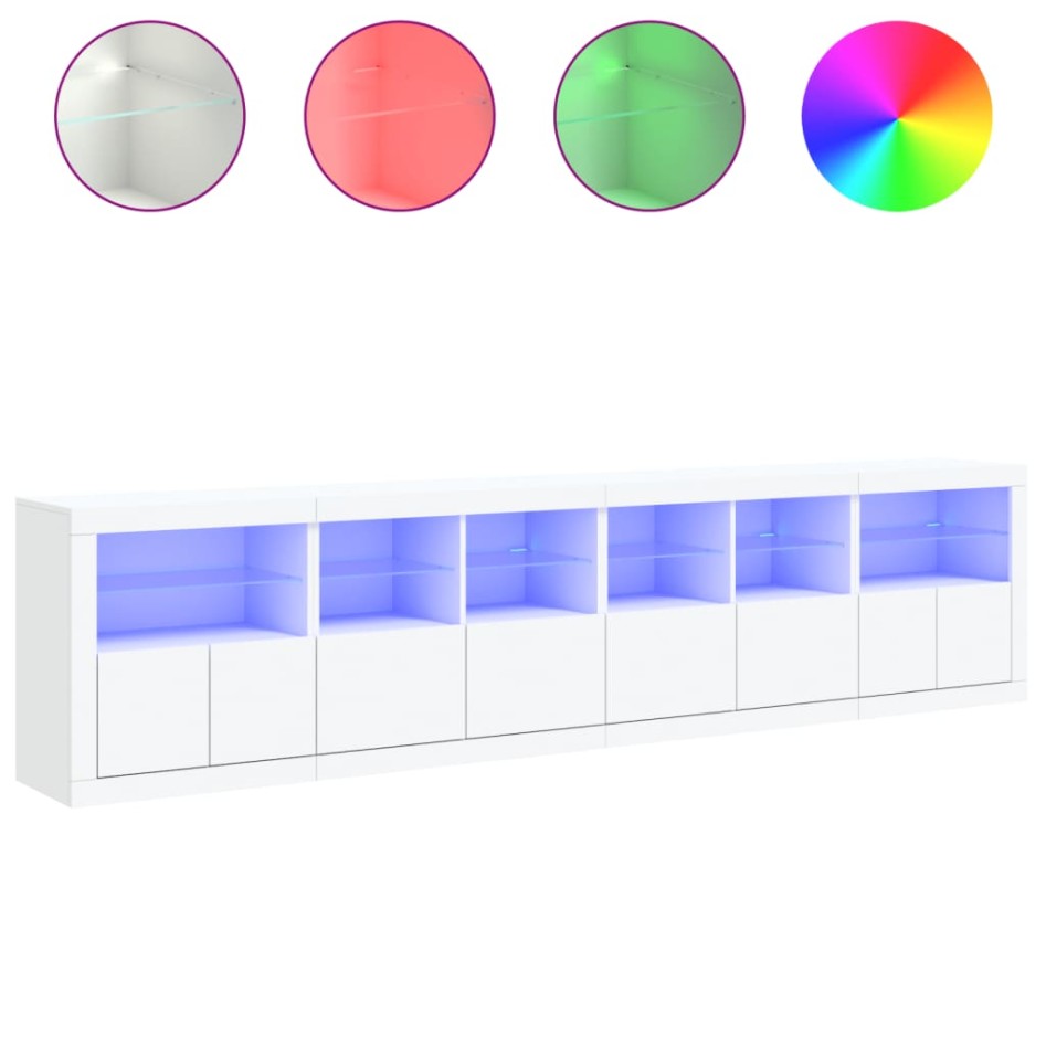 Aparador con luces LED blanco 283x37x67