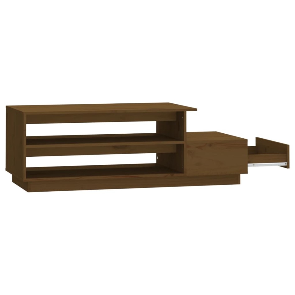 Mesa de centro madera maciza de pino marrón miel 120x50x40,5