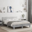 Estructura de cama cabecero y luces LED gris hormigón 140x190cm