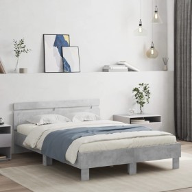 Cama con cabecero madera de ingeniería gris hormigón 120x190