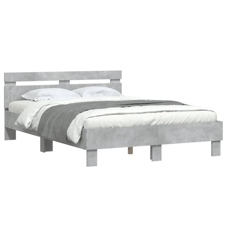 Cama con cabecero madera de ingeniería gris hormigón 120x190