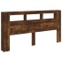 Cabecero LED madera ingeniería roble ahumado 200x18,5x103,5