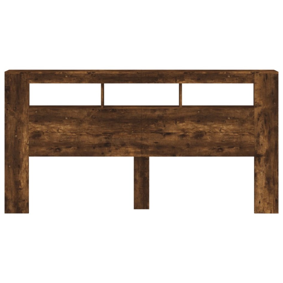 Cabecero LED madera ingeniería roble ahumado 200x18,5x103,5