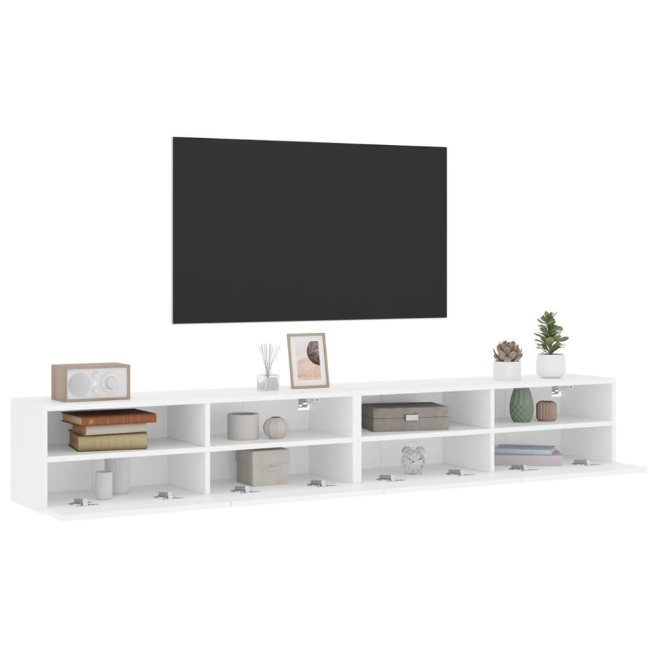 Muebles de pared TV 2 uds madera ingeniería blanco 100x30x30