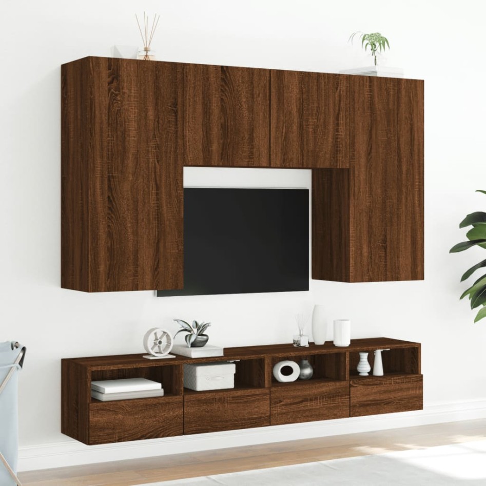 Muebles de pared para TV 2 uds madera roble marrón 100x30x30
