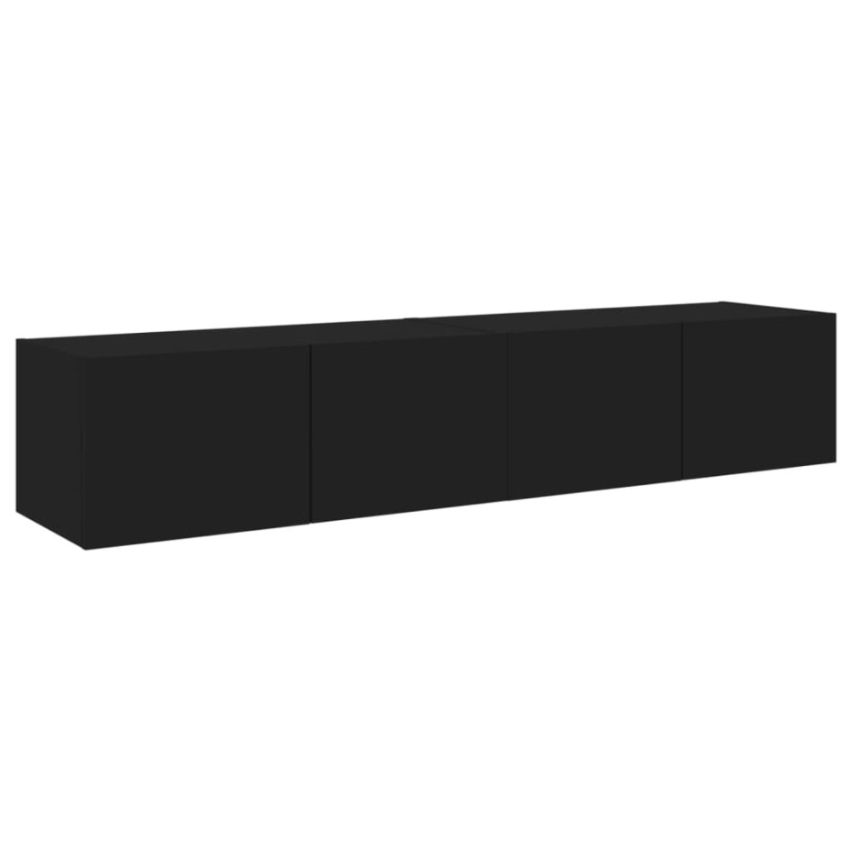 Muebles de TV de pared con luces LED 2 uds negro 80x35x31