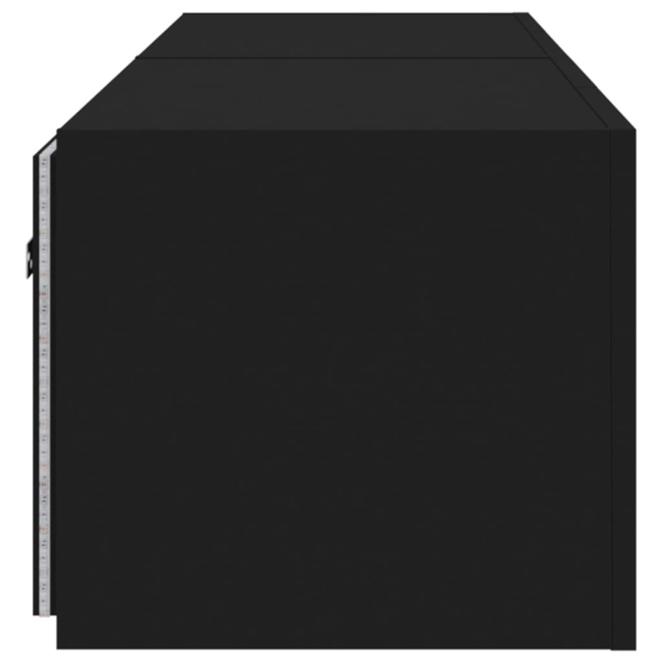 Muebles de TV de pared con luces LED 2 uds negro 80x35x31