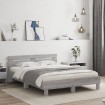 Cama con cabecero madera de ingeniería gris Sonoma 140x190 cm