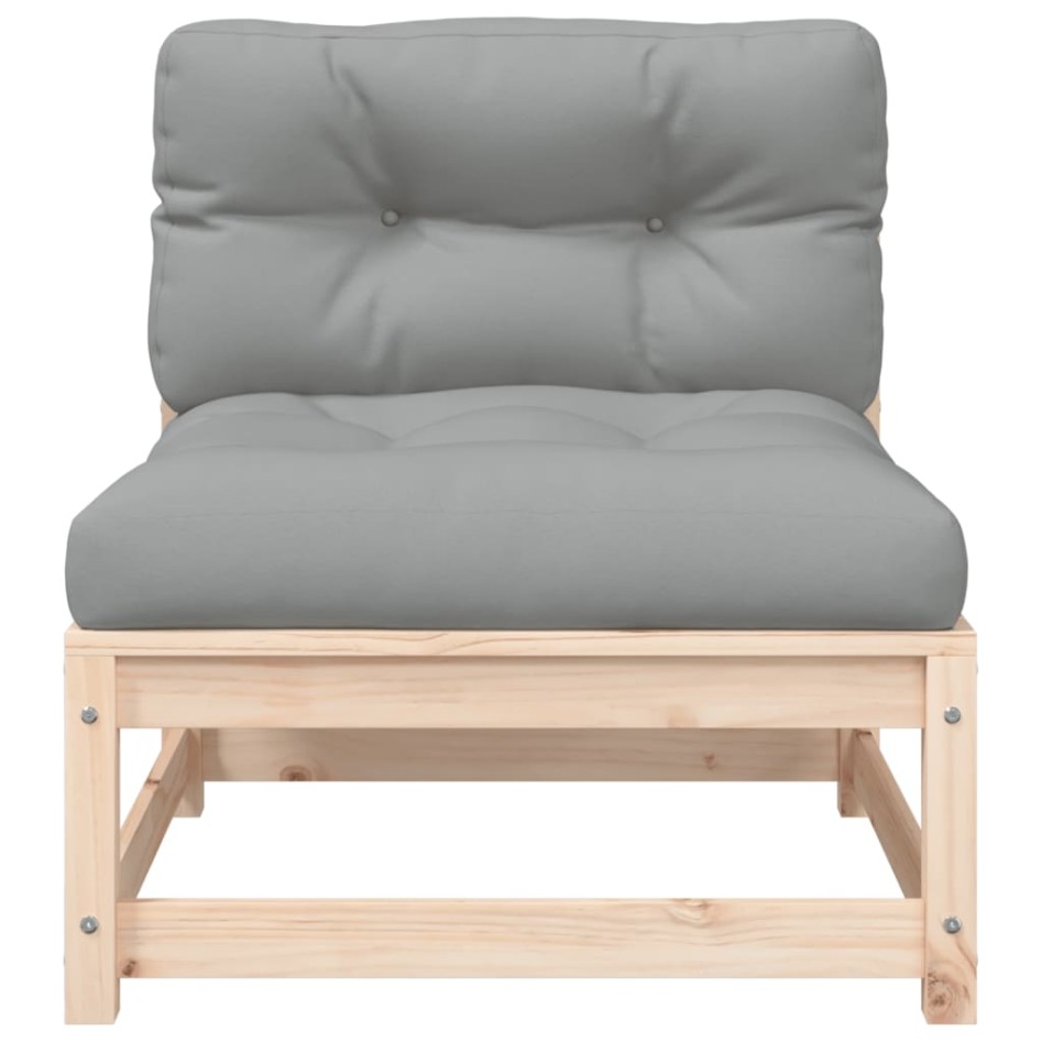 Sofá de jardín sin reposabrazos con cojines madera maciza