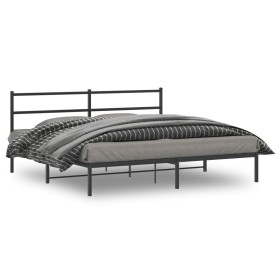 Estructura cama sin colchón con cabecero metal negro 180x200