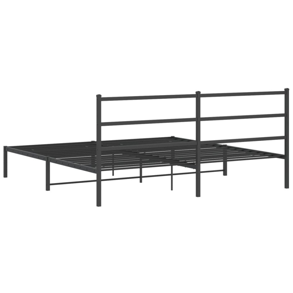 Estructura cama sin colchón con cabecero metal negro 180x200