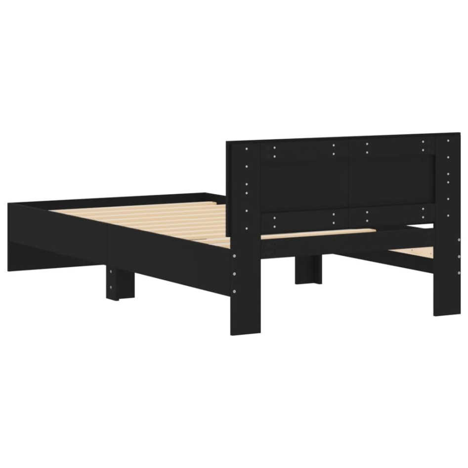 Estructura cama con cabecero madera ingeniería negro 100x200