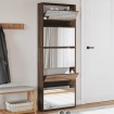 Mueble zapatero y espejo 5 niveles roble marrón 63x17x169,5 cm