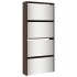 Mueble zapatero con espejo 4 niveles roble marrón 63x17x134