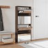 Mueble zapatero con espejo 4 niveles roble marrón 63x17x134