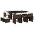Set comedor de jardín 11 pzas y cojines ratán sintético