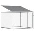 Jaula de perros techo y puertas acero galvanizado gris 10x2x2