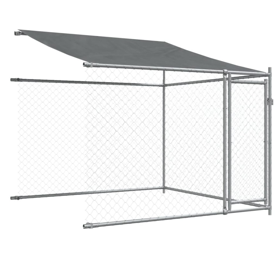 Jaula de perros techo y puertas acero galvanizado gris 10x2x2