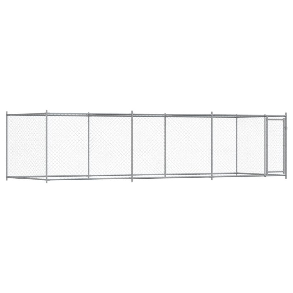 Jaula de perros con puerta acero galvanizado gris 6x2x1,5