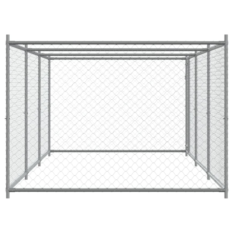 Jaula de perros con puerta acero galvanizado gris 6x2x1,5